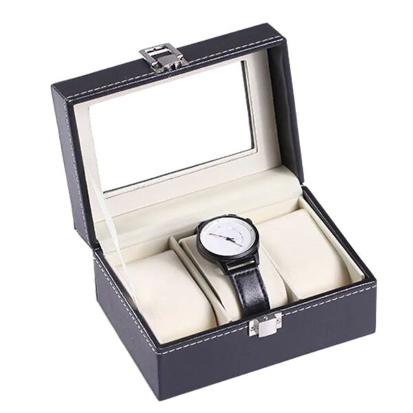 Custom logo 6 12 24 slots luxury pu leather gift packaging watch storage box black single watch case band strap display box - Image 2