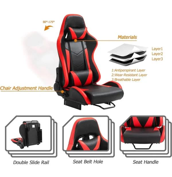 Minneer Racing Wheel Stand with Real red Seat Simulator Cockpit Height Adjustable Gaming Steering Frame Compatible for T500,T3 - Image 2
