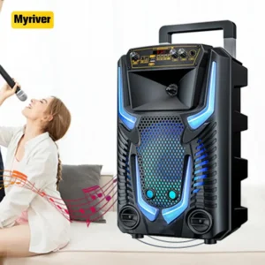 Myriver Outdoor Subwoofer Rechargeable Sound Touch Woofer Trolley Portable Karaoke Audio Tws Wireless Led Mobile Speaker