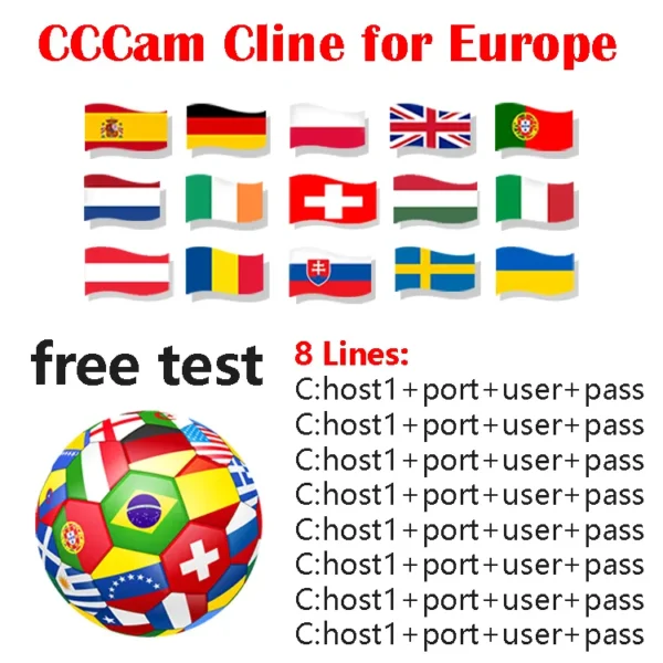 Stable Server 8 Lines cccam for europe Spain Portugal Poland OSCAM Germany for Satellite TV Receiver - Image 2