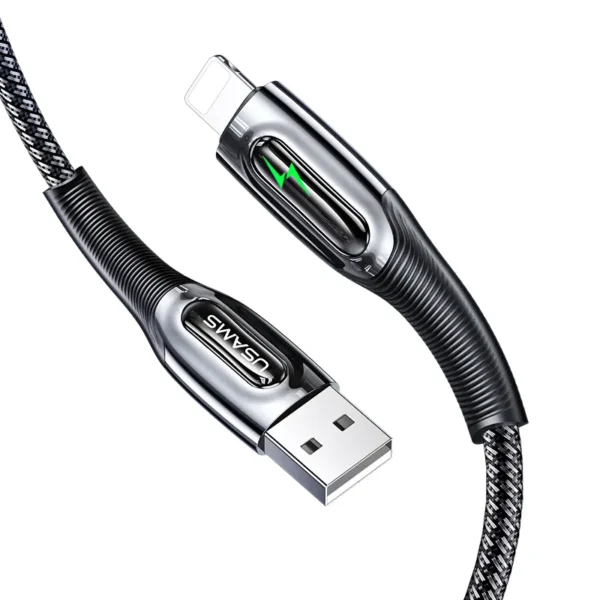 USAMS High Resilient Anti Pull Strong Fish Line 480 Mbps Data Smart Charger Usb Smart Wire Power Off Cables for Iphone Ce 15