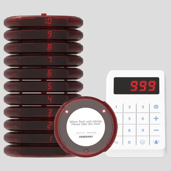 Wireless Calling System Customers Patient Restaurant Pager with 10 20 PCS Waterproof Call Buttons and 1 PCS Display Receiver - Image 2