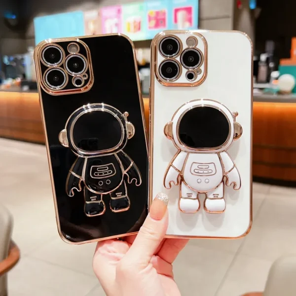 2022 New Arrival Electroplated astronaut folding stand mobile phone case for iPhone 11 12 13 14 pro max X XS XR phone case