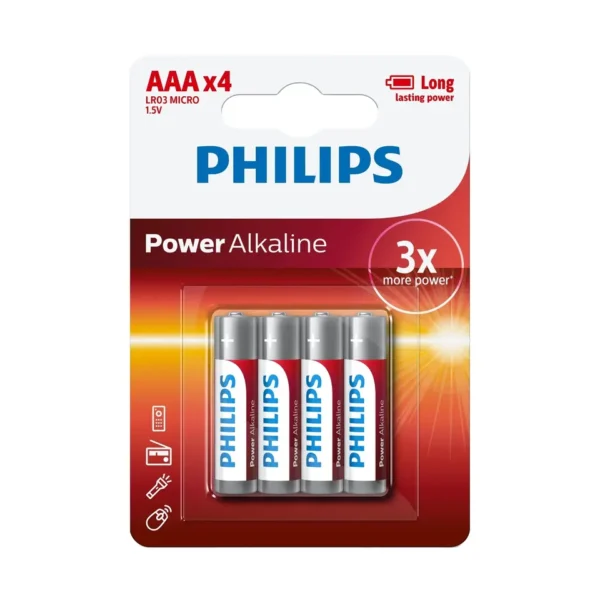 PHILIPS Power Alkaline batteries AAA 1.5V Blister Pack 4 units Leak free Clean batteries lr03 alkaline batterie