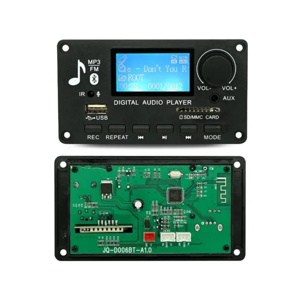 Plastic Panel Volume Knob Record Change Folder Bluetooth Car MP3 Player LCD Board 12V MP3 Module - Image 2