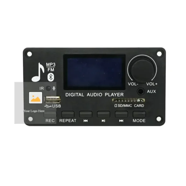 Plastic Panel Volume Knob Record Change Folder Bluetooth Car MP3 Player LCD Board 12V MP3 Module