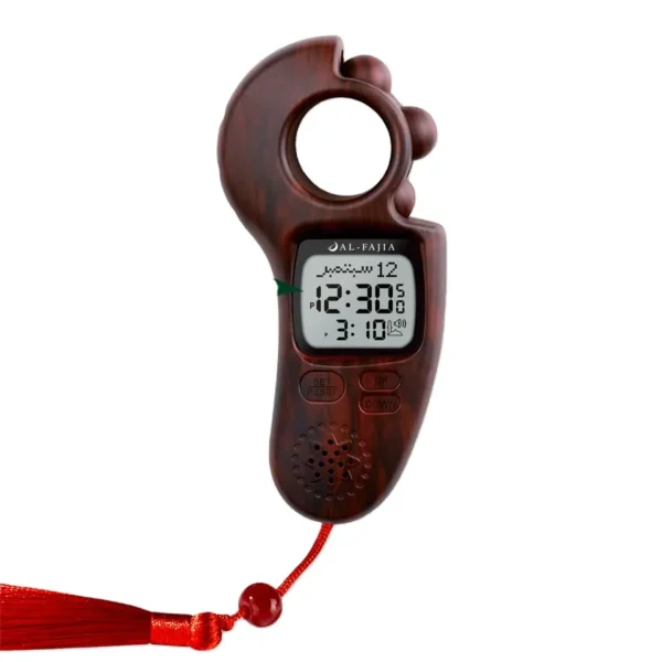 Pocket Azan Clock With Tasbih Digital Athan Watch Qibla Direction Backlight Hijri Calendar Multi-Language Muslim Islamic Time