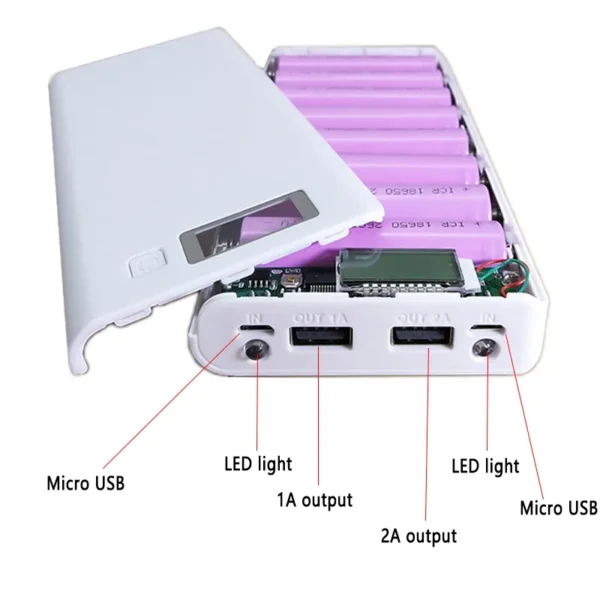 18650 Power Bank Battery Box Mobile Phone Charger DIY Shell Case 5V Dual USB 8*18650 poverbank Charging Box - Image 2
