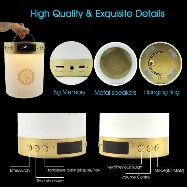 portable digital quran speaker islamic holy mini muslim quran player quran with LED lamp - Image 2