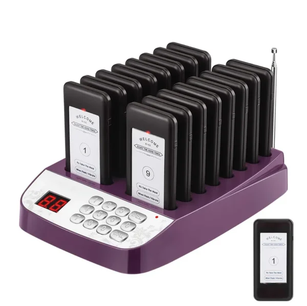 Amazon Best Selling Restaurant Pager Buzzer Wireless Calling System 16 Rechargeable Use For Food Truck Restaurants Cafe Hospital