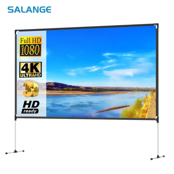 Wholesales Salange Outdoor Projection Screens 100 Inch Portable Screen Ultra 16:9 HD 4K Projector Screen with Stand