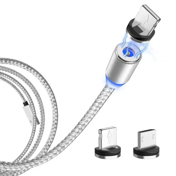 Wholesale 1M Nylon Braided Magnetic USB power Cable 3 in 1 nylon braided magnetic usb charging cable - Image 2