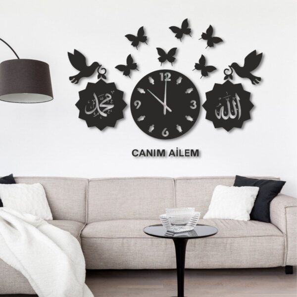 WallTrove New Creative Islamic 3D Wooden Wall Clock Quartz Watch DIY Design Decoration Piece for Home Decor Living Room and Offices and for Gift Items​