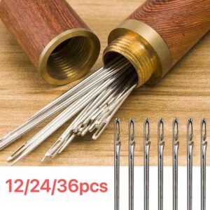 12/24/36Pcs Blind Needle Elderly Needle-Side Hole Hand Household Sewing Stainless Steel DIY Wear Beads Needless Threading Needles