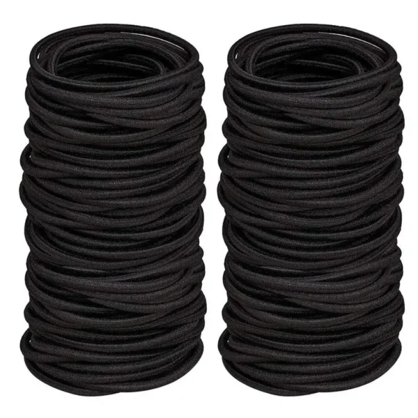 Cheap Price 4MM Black Hair Ties For Women Girls High Elastic Ponytail Holders Hair Bands Pain-Free Hair Accessories