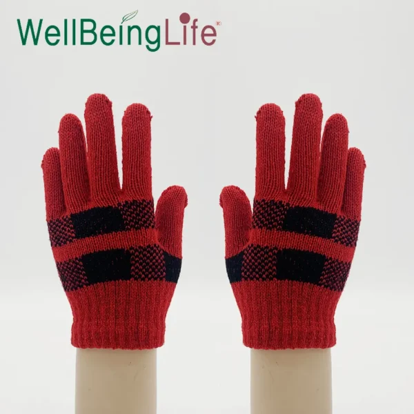 Checkered touch screen gloves women's warm knitting in winter students' cold proof thickening in winter - Image 2