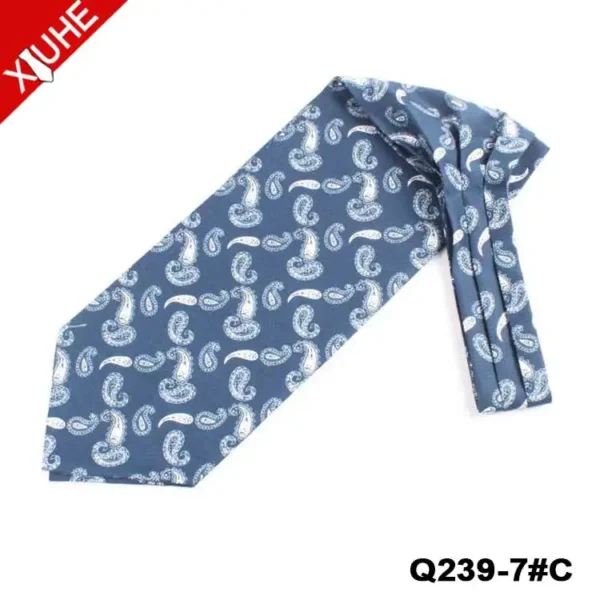 Custom High Quality Cravat Blue Paisley Pattern Cravat Cheap Cotton Ascot Tie Cravat for Men