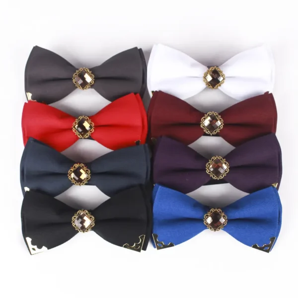 High Quality Golden Diamond Men's Ties Black Wedding Bowties For Men Suits Accessories Cotton Man Bowtie Formal Business Cravats