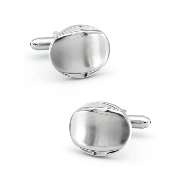High Quality Mens Gifts Gemelos Simple Silver Copper Link Up Cufflinks for Men