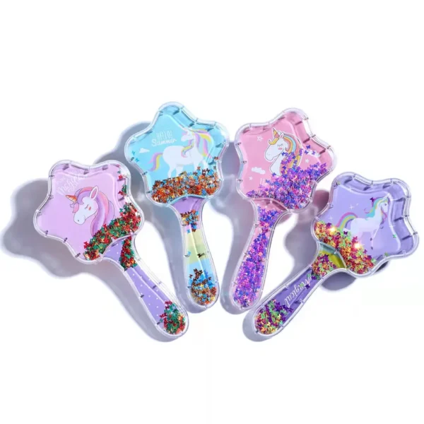 Kids cute bling nice star shape unicorn hair combs popular brush