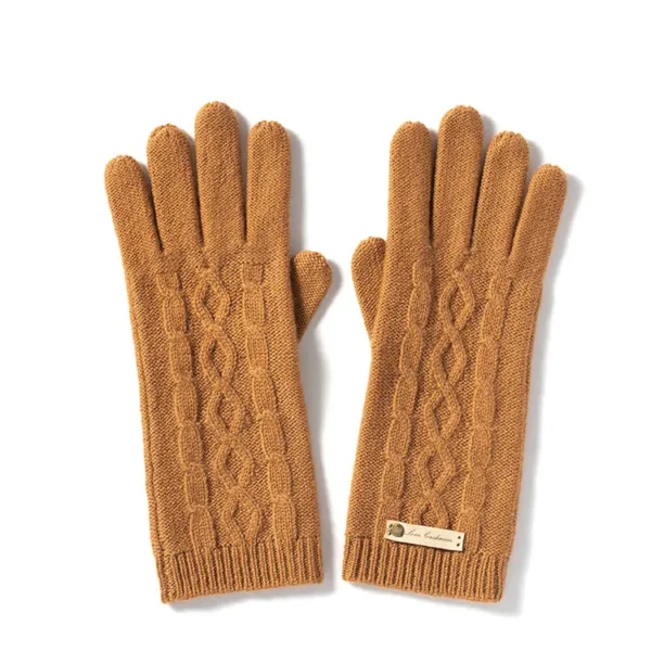 Luxury cashmere high quality warm winter Khaki cashmere gloves women knitted mittens 100% cashmere glove