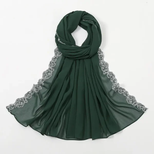 Plain Wrap Hair Soft Summer Big Chiffon Ethnic Embroidery Edge Shawls Colorful Bandana Scarfs for Women - Image 2
