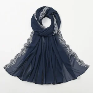 Plain Wrap Hair Soft Summer Big Chiffon Ethnic Embroidery Edge Shawls Colorful Bandana Scarfs for Women
