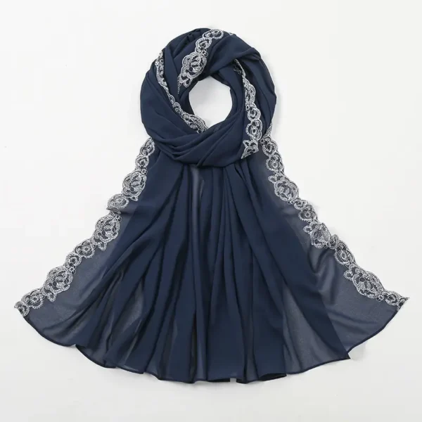 Plain Wrap Hair Soft Summer Big Chiffon Ethnic Embroidery Edge Shawls Colorful Bandana Scarfs for Women