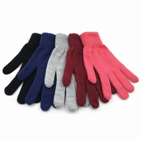 Solid Professional OEM Common Warm Solid Knit Mittens acrylic gloves for Men Women - Image 2