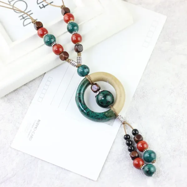 Sweater Chain Pendant Pendant Accessories 2021 New Female Long Agate Necklace Retro Ethnic Style Decoration Autumn And Winter - Image 2