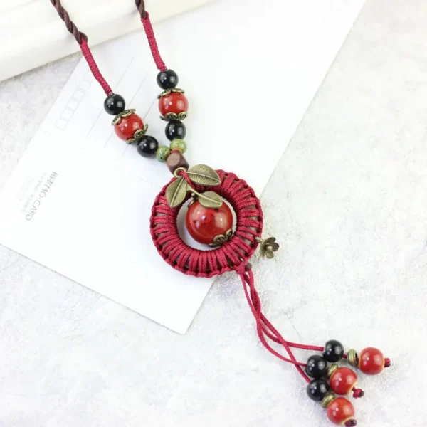 Sweater Chain Pendant Pendant Accessories 2021 New Female Long Agate Necklace Retro Ethnic Style Decoration Autumn And Winter