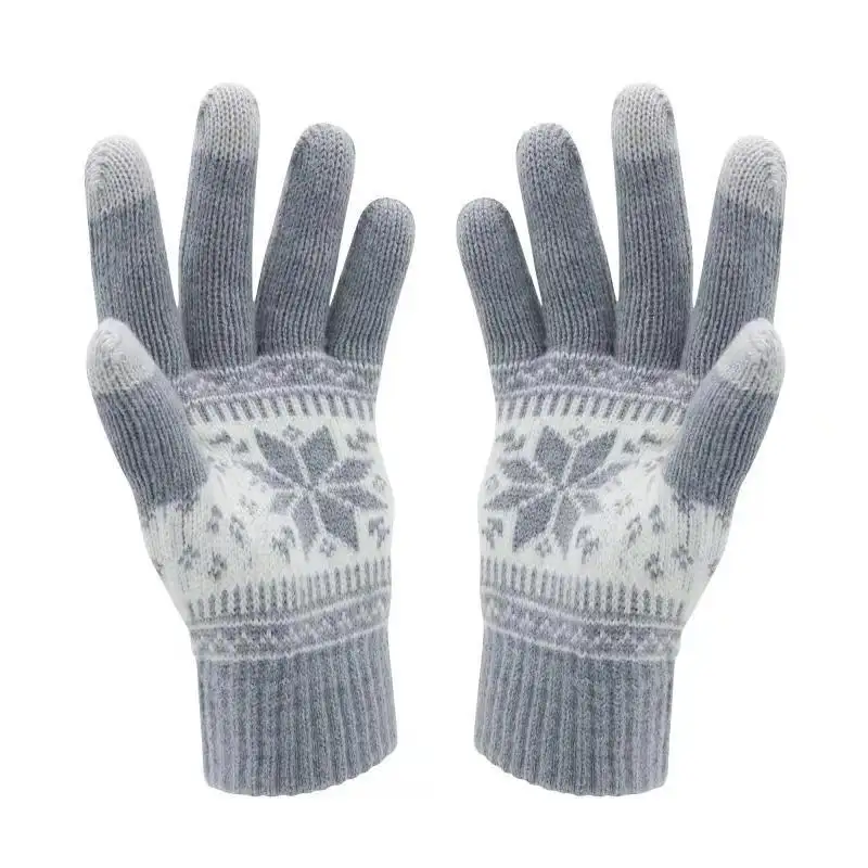 Winter Warm Fleece Lining Bulky Cable Knit Snowflake Design Hat Scarf Gloves 3PC Set